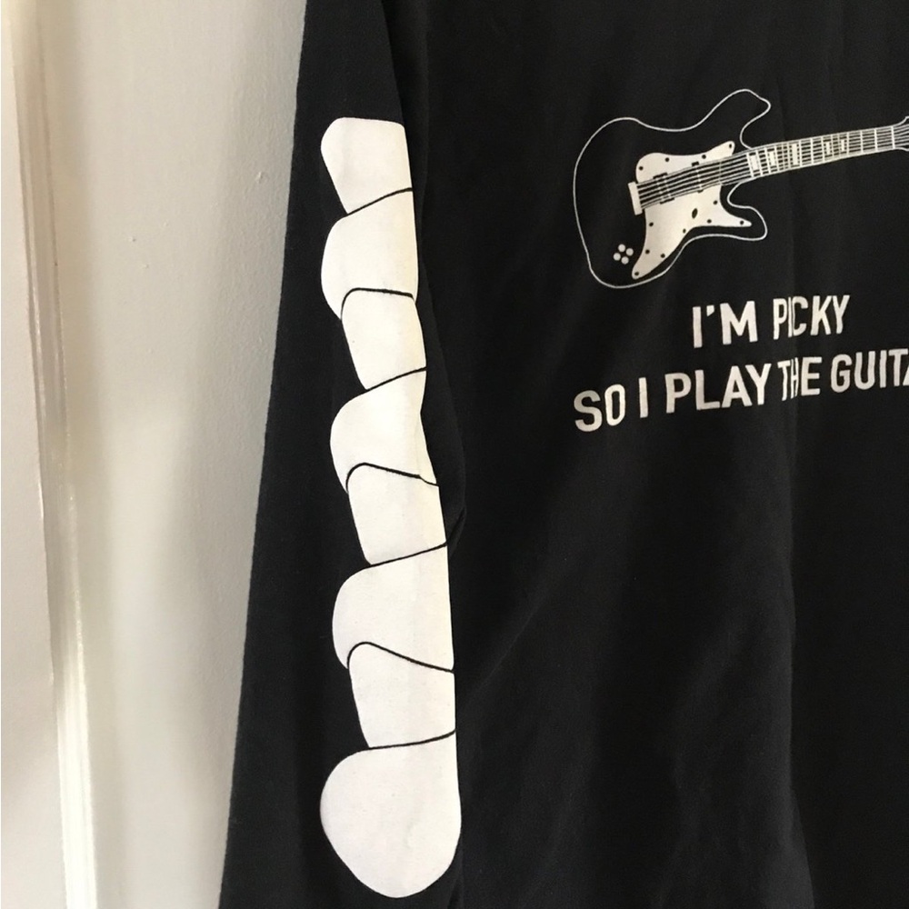 Black Long Sleeve Guitar Graphic Tee - Picture 3 of 5